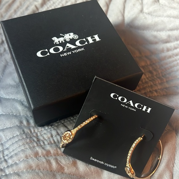 Coach Hoop Earrings With Swarovski Crystals - Picture 4 of 6
